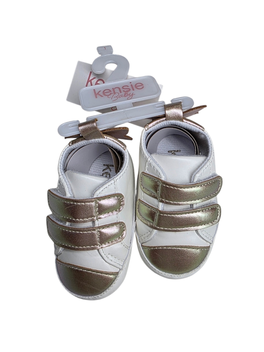 Kensie Baby White and Gold Infant Sneakers